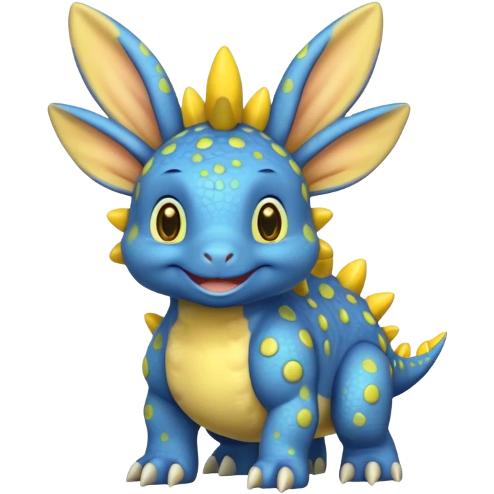Blue Stegosaurs with yellow bunny ears and yellow spots emoji