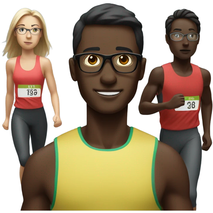 5K running, DARK SKIN, glasses, GROUP OF PEOPLE emoji