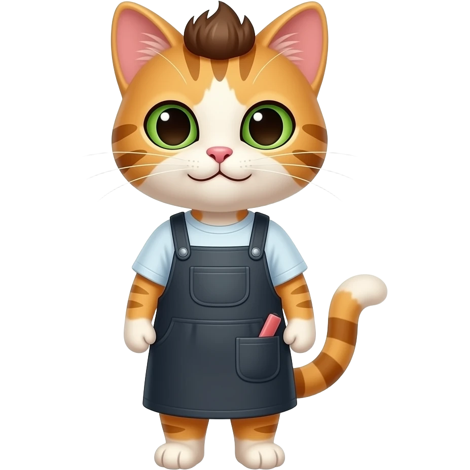 cat Hair Dresser front facing with outfit, emoji