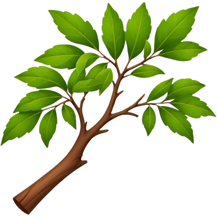 bois de santal, a stylized sandalwood tree branch with green leaves, no text emoji