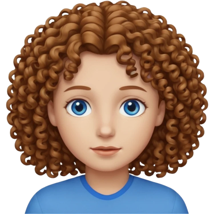 kıvırcık kumral gözü mavi renk emoji