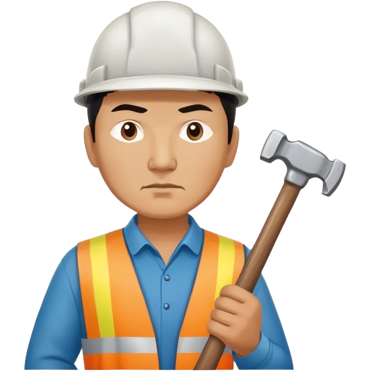 serious kazakh worker middle age photorealistic with hammer emoji