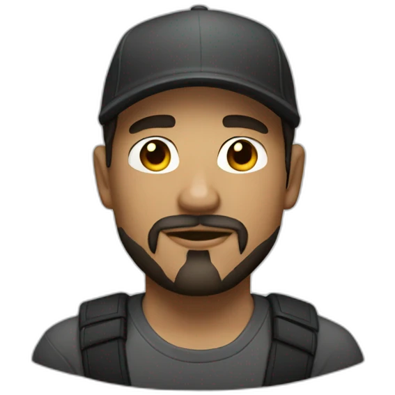 White man dark hair backwards cap goatee no beard emoji