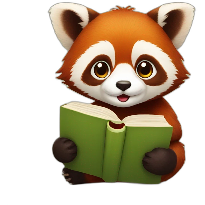 Red panda with a book emoji