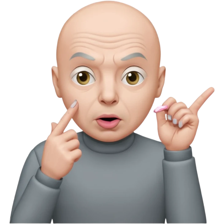 Austin Powers, Dr. evil in gray shirt with pinky finger to mouth emoji