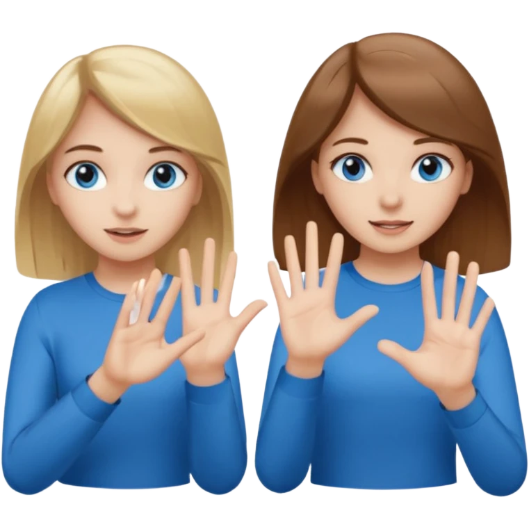 Two girls saying six seven one with brown hair. And doing hand movements  white skin six seven SAYING SIX SEVEN ONE WITH BLOND HAIR blue eyes SAYING SIX SEVEN emoji