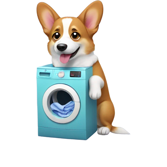 Corgi doing laundry emoji