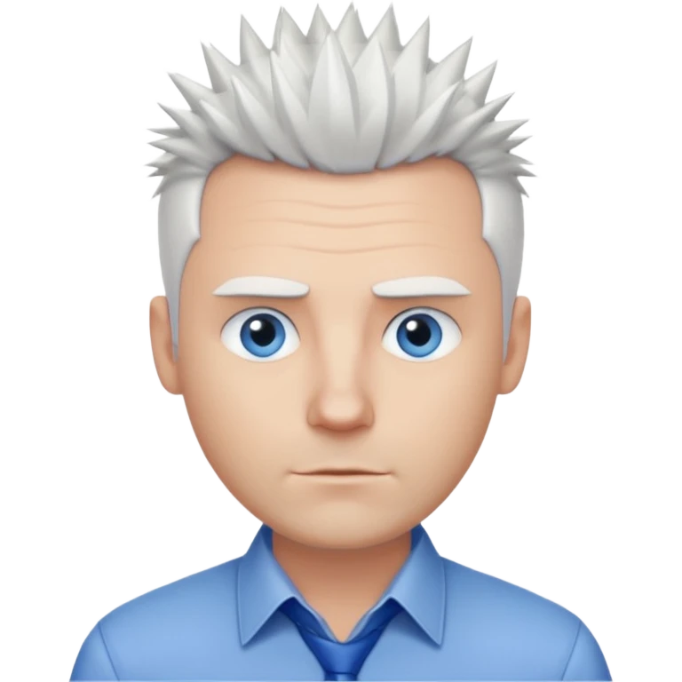40 yr old white man short white spike hair dress shirt blue eyes no smile emoji