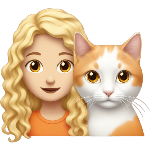 White girl w curly orange girl w her white cat emoji