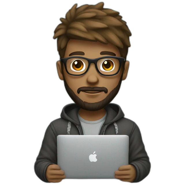 hipster with hoodie and a macbook emoji