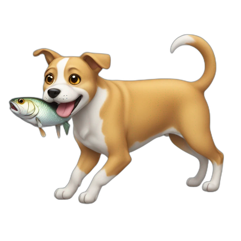 Dog carry a fish in its mouth emoji