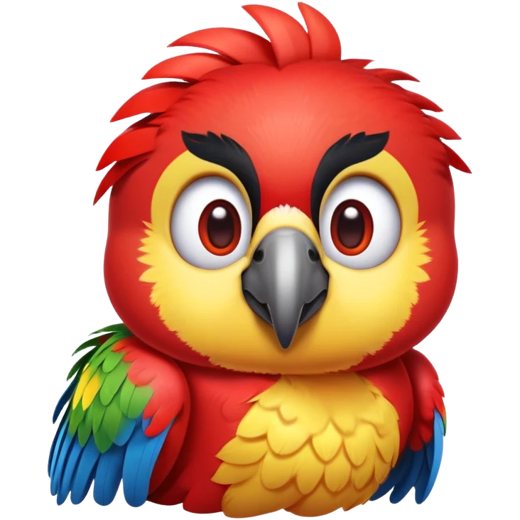 cinematic-cute-macaw-portrait-emoji,-head-tilted-playfully-and-inquisitively,-with-a-dazzling-red-plumage-and-round,-sparkling-eyes-filled-with-charm,-simplified-yet-irresistibly-adorable-features,-highly-detailed emoji