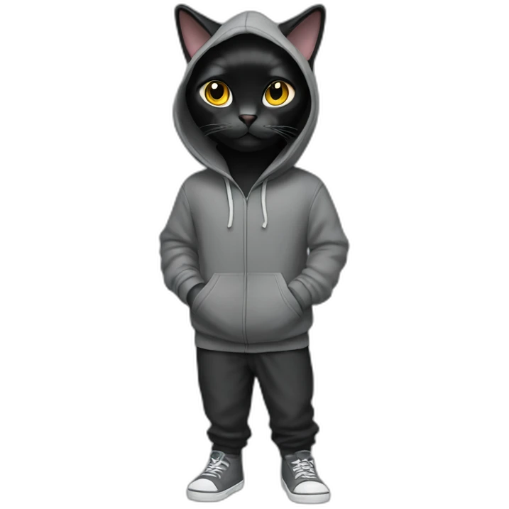 Black-cat-with-gray-hoodie emoji
