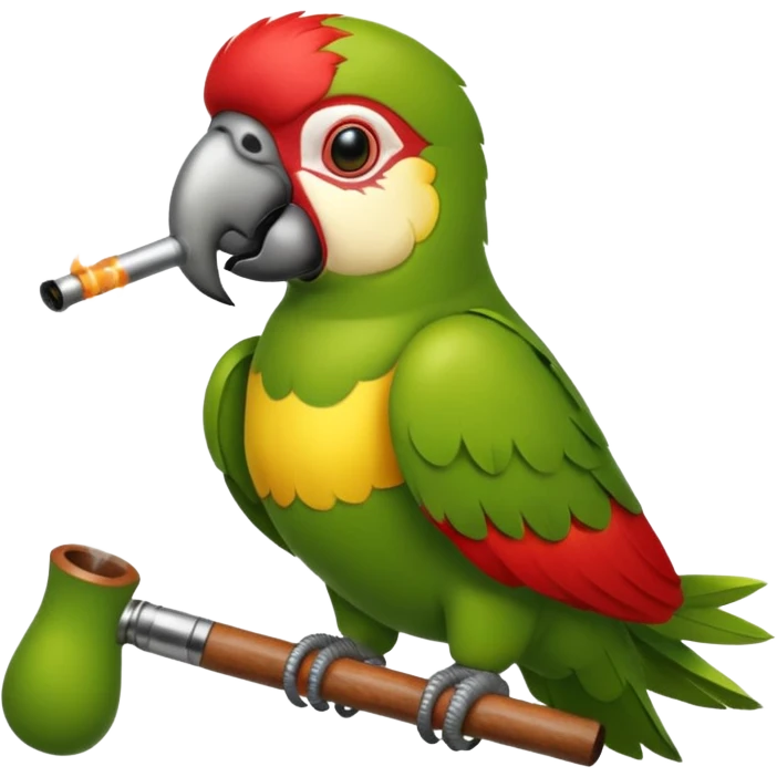 green parrot smoking pipe emoji