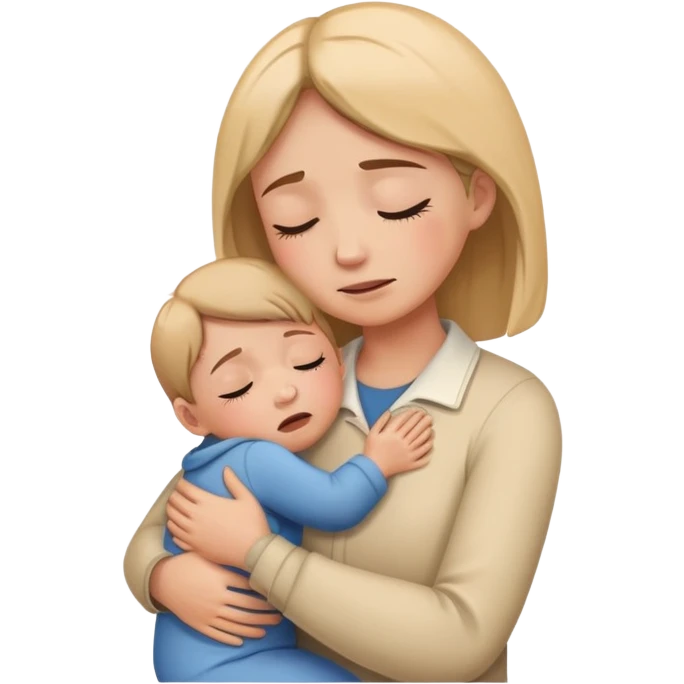 comforting parent hugging a crying child, warm and caring emoji