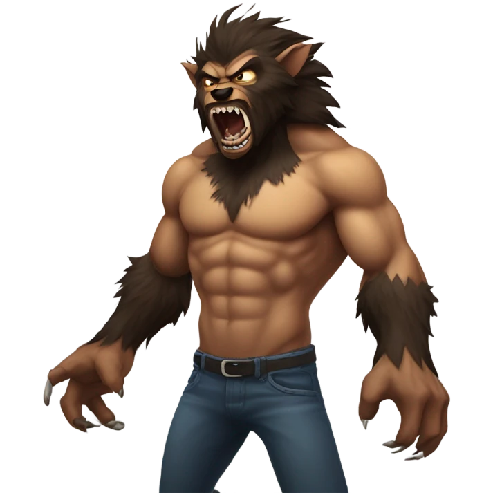 Werewolf man shirt ripping off  emoji