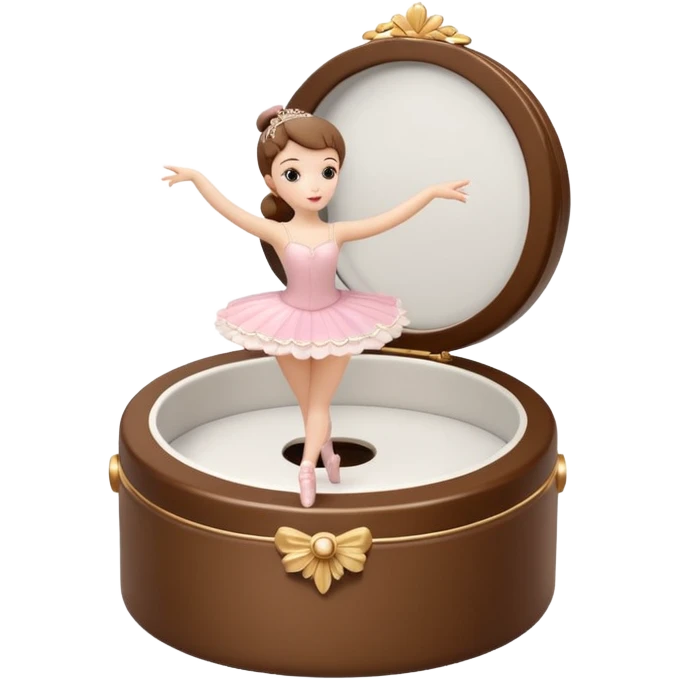 brown open music box with dancing ballerina emoji
