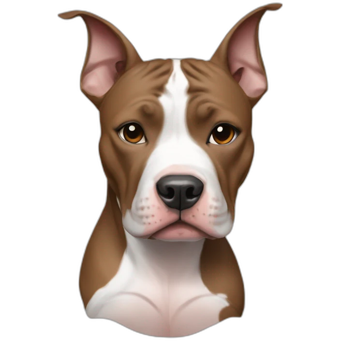 Pitbull with brown and white coloring with a girls with black care white sling and frackles emoji
