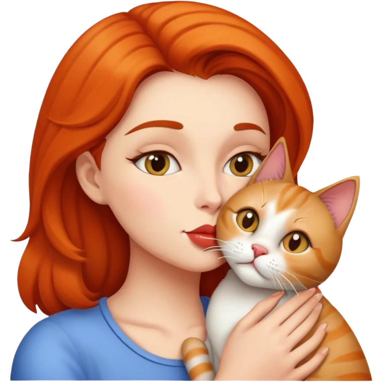 Woman kissing her cat emoji