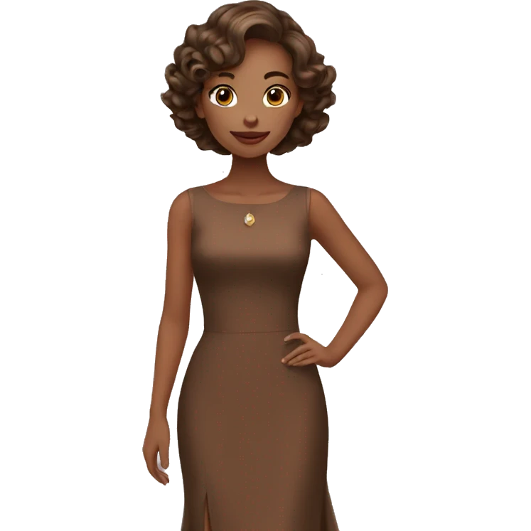 elegant girl in brown dress emoji