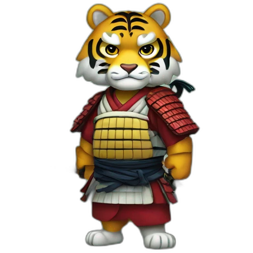 A samurai tiger in a forest in Japan  emoji