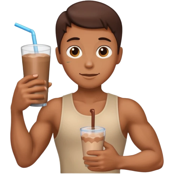 one flexed arm holding a choclate milk  emoji