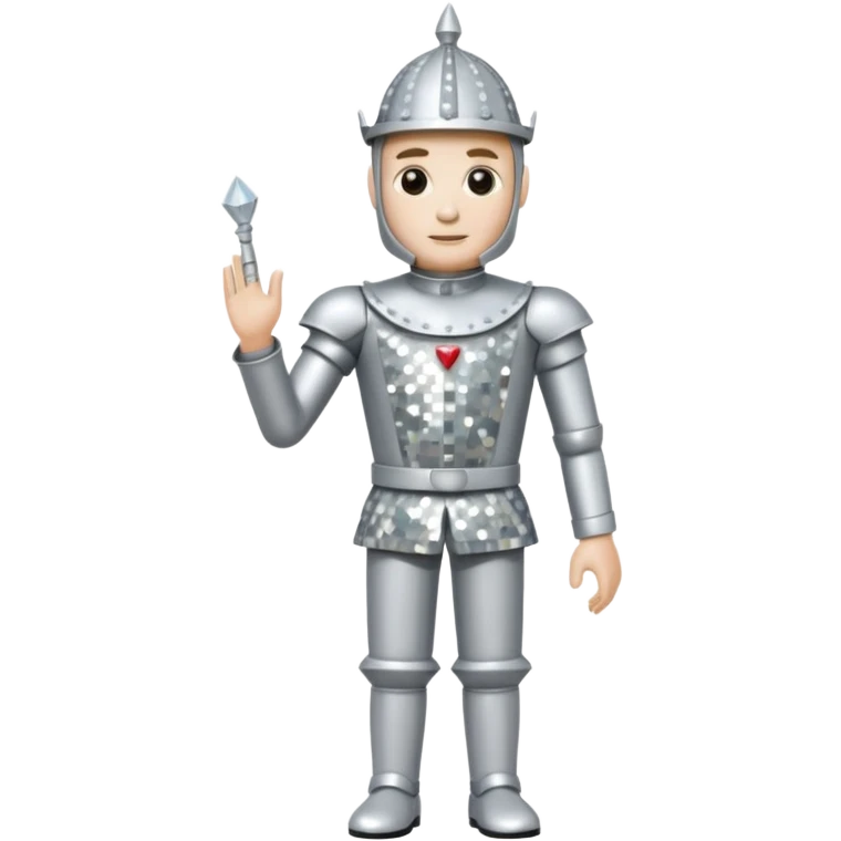 Tin Man from The Wizard of Oz with silver sequin outfit emoji