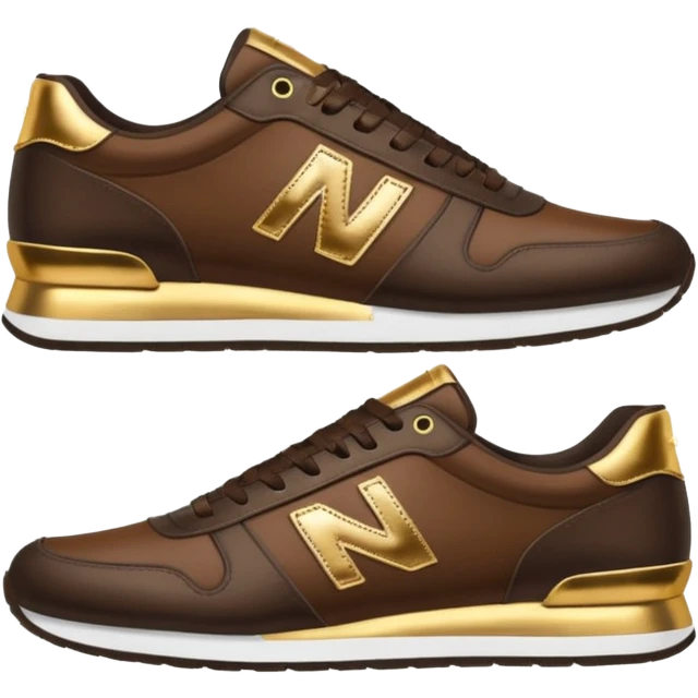 Metallic 24k gold and mocha brown womens stylish sneakers emoji