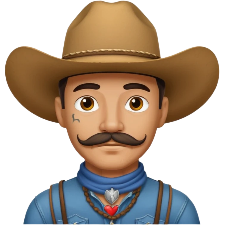 mustached cowboys with tattoos on neck  emoji