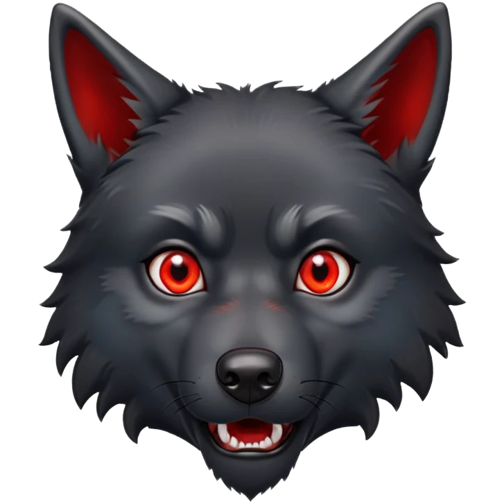 surprised shocked black wolf with red eyes emoji