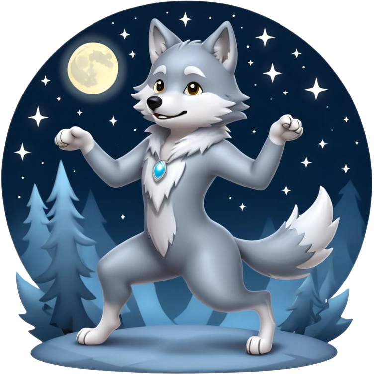 Wolf dancing in the moon  emoji