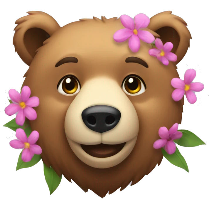 a bear with flowers emoji