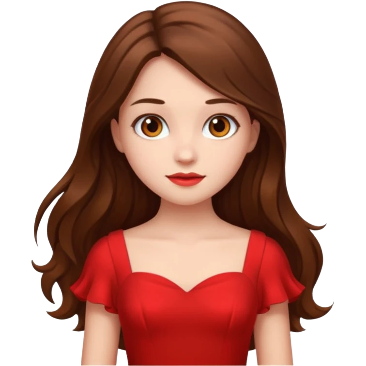 girl long brown hair and red dress emoji
