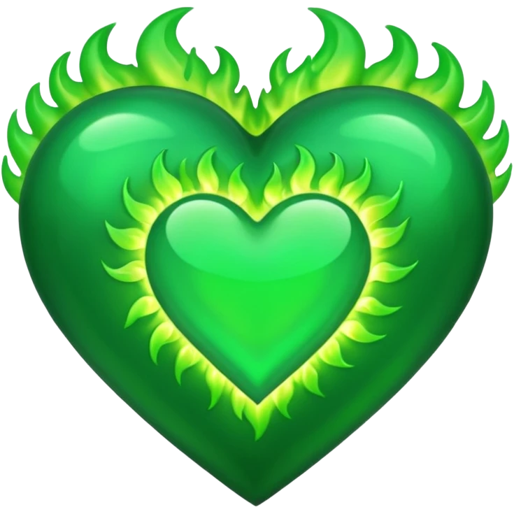 fire green heart emoji with green flame emoji