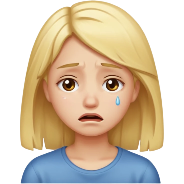 Девушка со светлыми волосами грустная плачет emoji