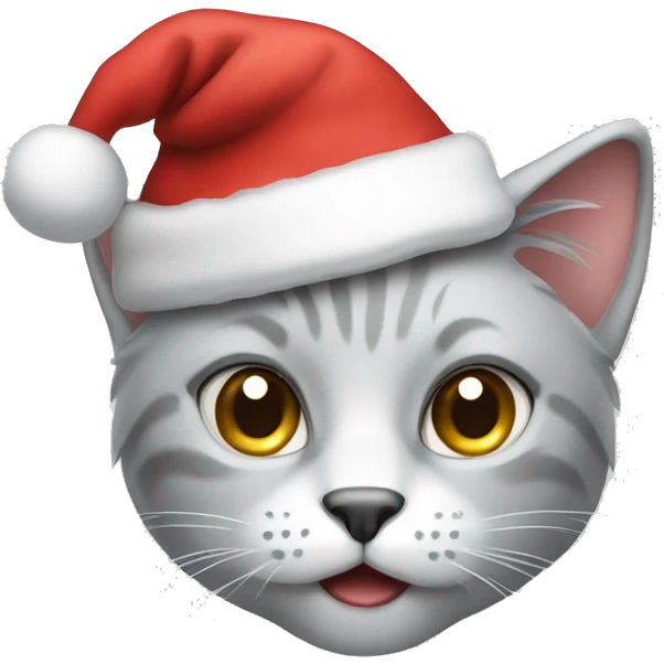 Silver cat wearing Christmas hat  emoji