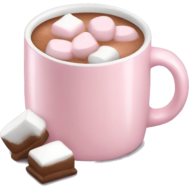 Light Pink mug of hot chocolate with marshmallows  emoji