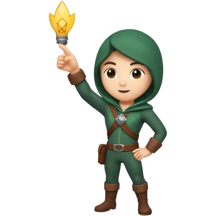 rogue character pointing up “idea” with vine spark emoji