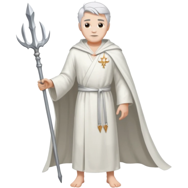 fullbody silverhair god ZEUS, white robe over shoulder, without trident emoji