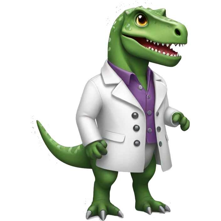 dinosaur with white coat emoji