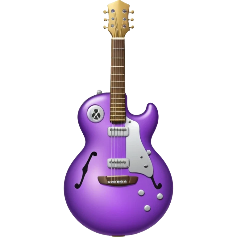 a purple Christmas ornament with a guitar emoji