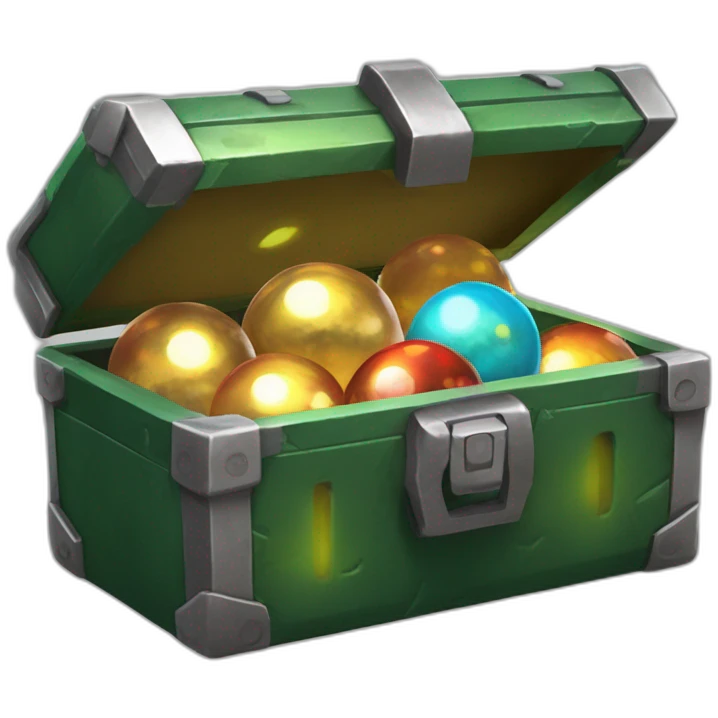 Pokemon Game LootCase Color DarkGreen Rich Treasure Legendary Epic Pokeballs Pokemons and Pokemon Items Inside this have Shiny Glow emoji