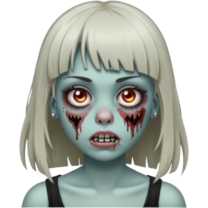 🧟‍♀️ faça igual esse emoji que coloquei só que com franja e piercing dos dois lado do nariz e no septo  emoji