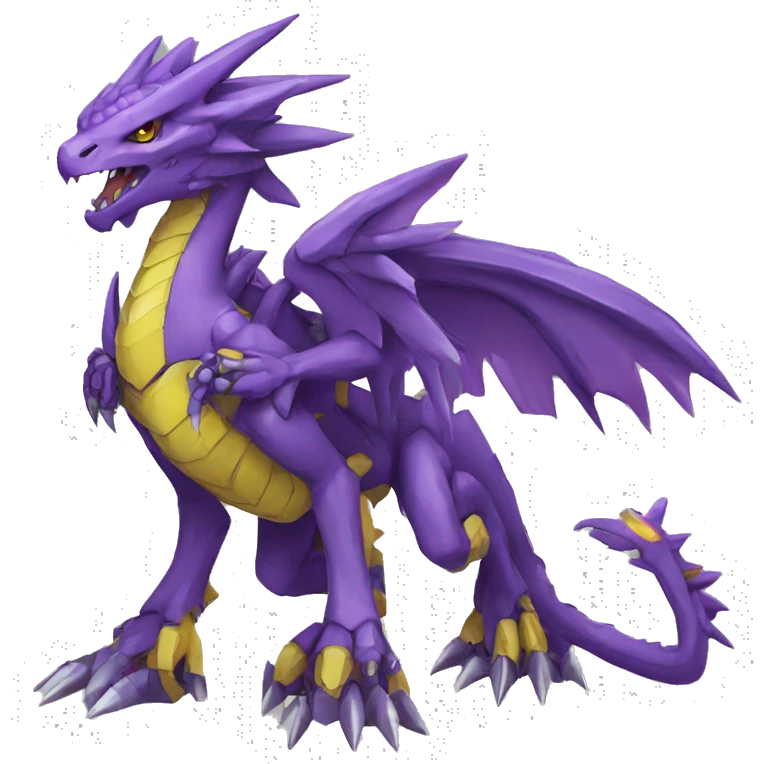  Edgy Purple Yellow Digimon-Fakemon-Reptile-Dragon-Mecha full body emoji