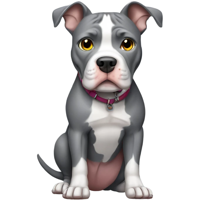 Grey pitbull wearing shoes emoji
