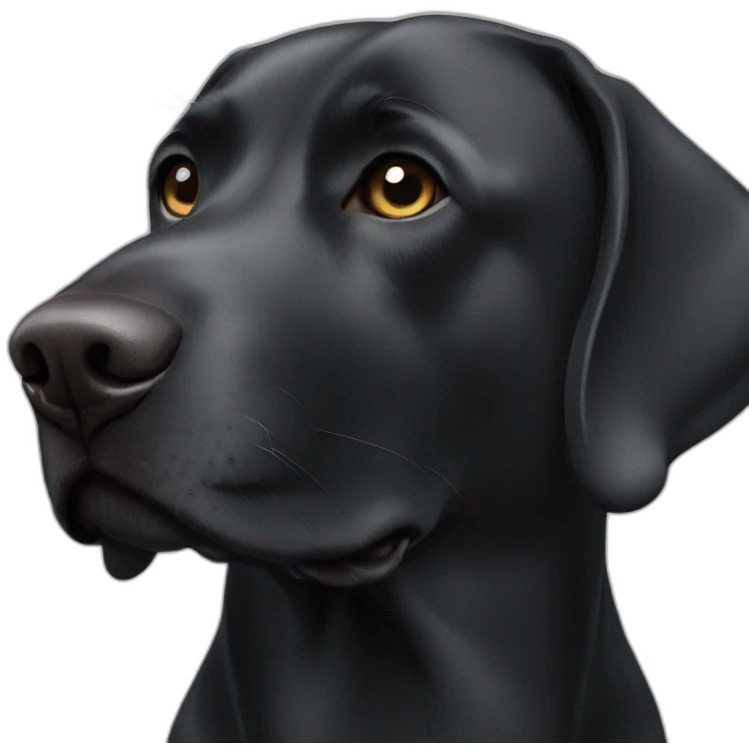 Black sad Labrador dog add white dog on nose and white neck emoji