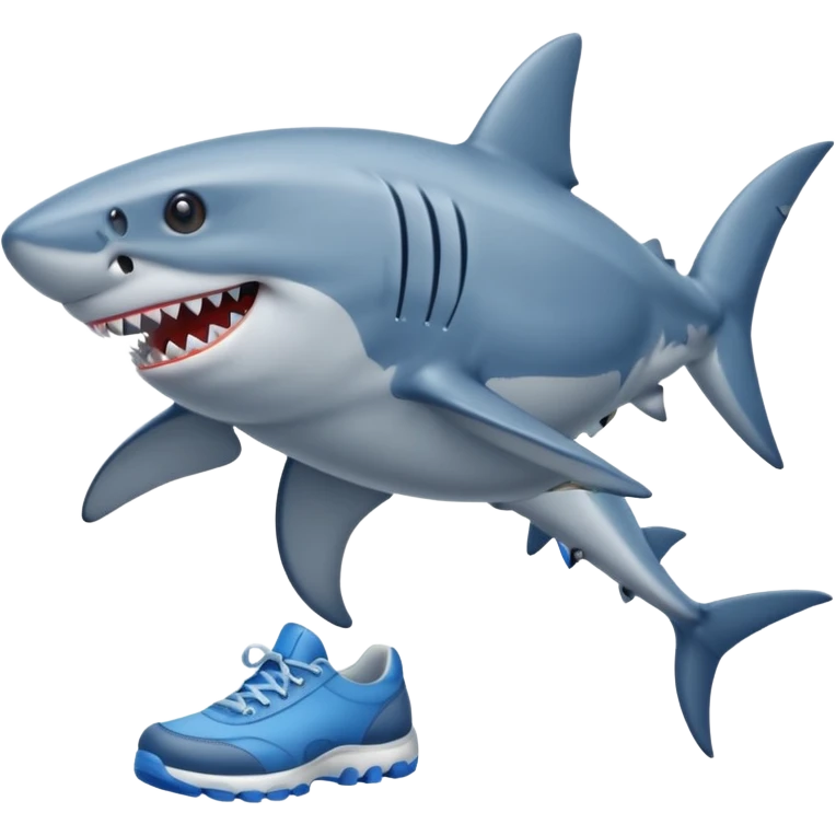 Shark with legs wearing blue shoes emoji