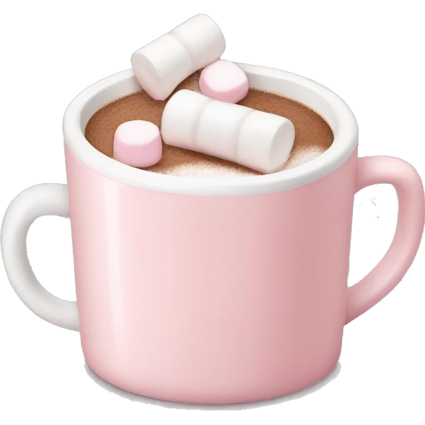 Light Pink mug of hot chocolate with marshmallows  emoji