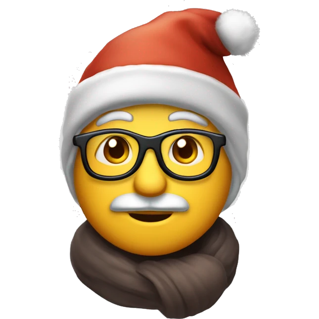 Père Noël mignon avec un tuque et lunettes dorées  emoji