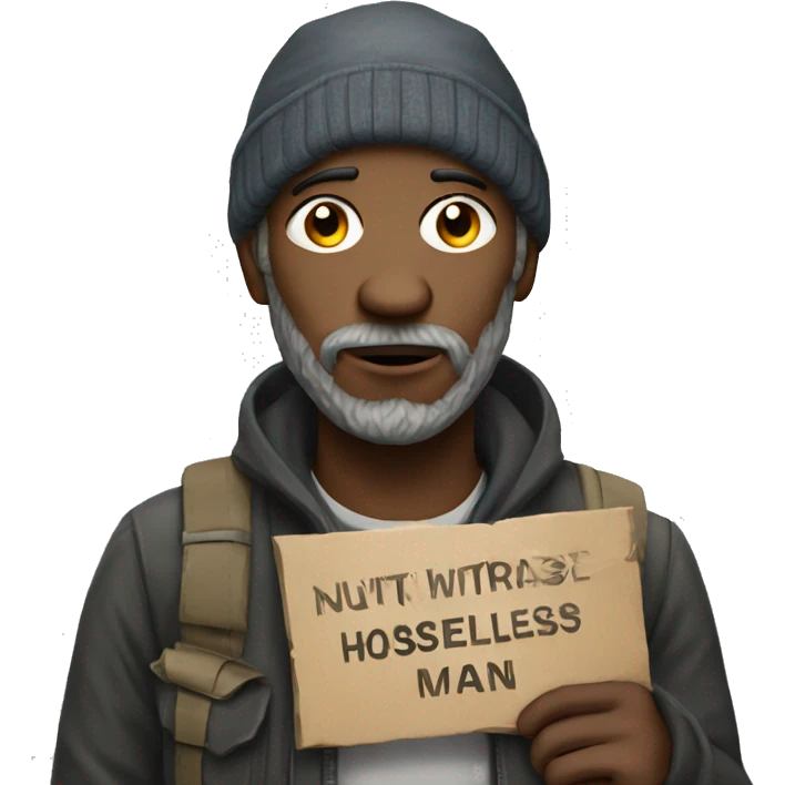 homeless man with sign emoji